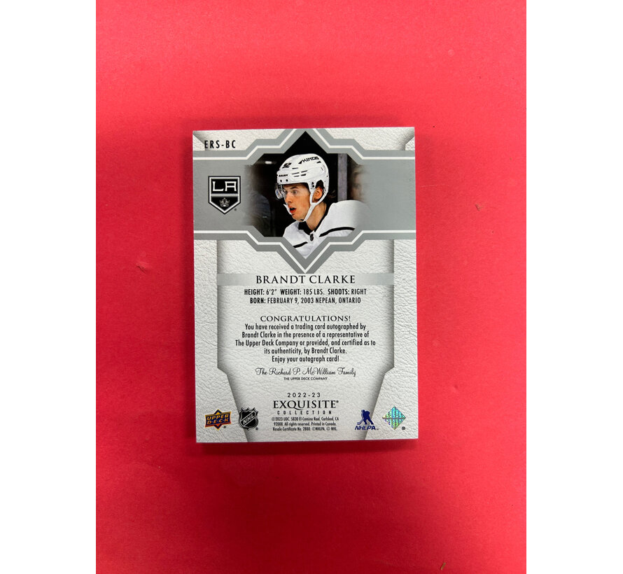 2022-23 UPPER DECK EXQUISITE COLLECTION BRANDT CLARKE ROOKIE AUTO /99