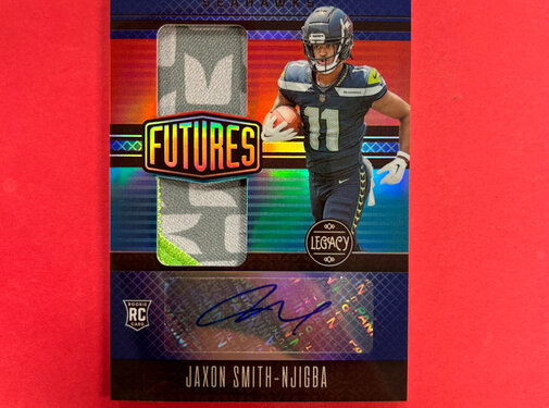 PANINI 2023 PANINI LEGACY JAXSON SMITH NJIGBA FUTURE DUAL PATCH AUTO /25