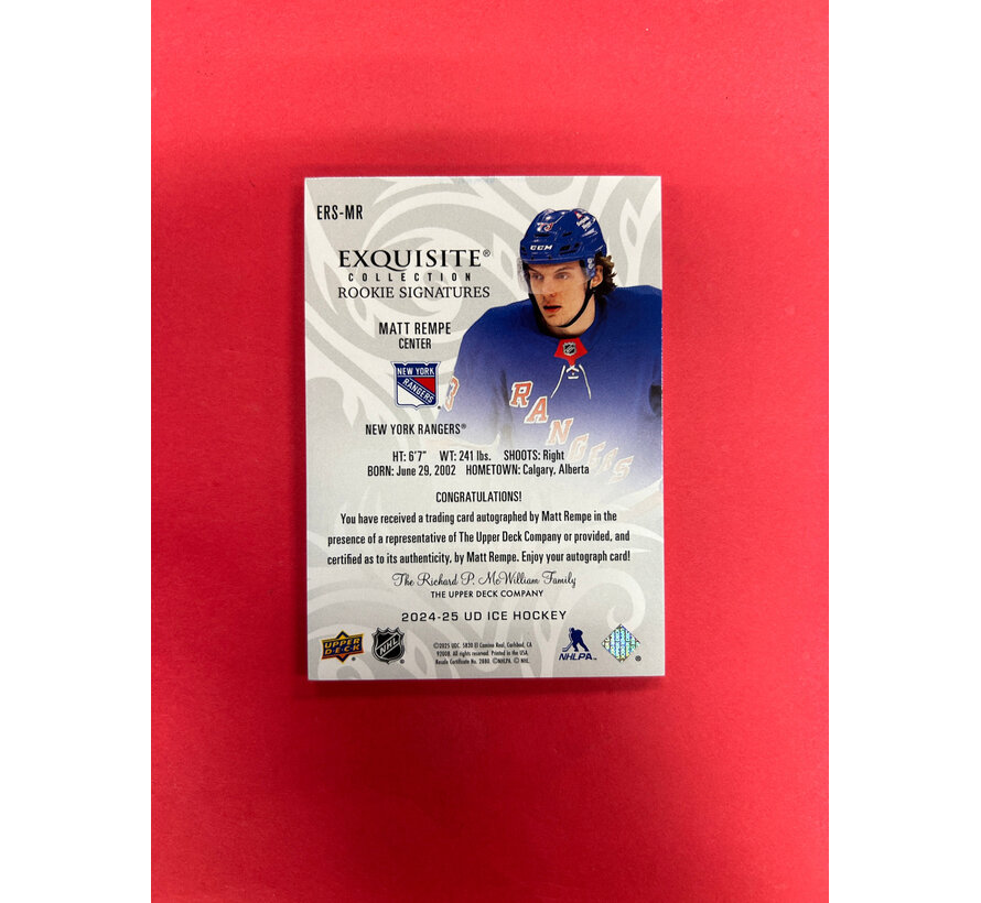 2024-25 UPPER DECK EXQUISITE MATT REMPE ROOKIE SIGNATURES GOLD /10