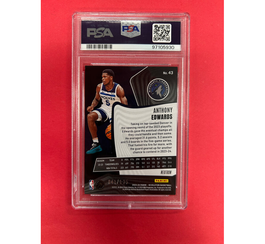 2023-24 PANINI REVOLUTION ANTHONY EDWARDS NEUTRON /125 PSA GRADED 8