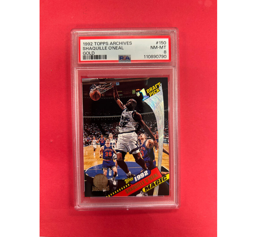 1992 TOPPS ARCHIVES SHAQUILLE O'NEAL GOLD ROOKIE PSA GRADED 8