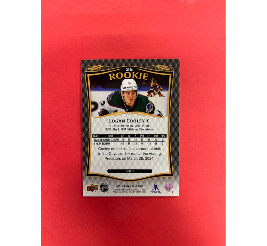 2023-24 UPPER DECK STATURE LOGAN COOLEY ROOKIE GOLD /50