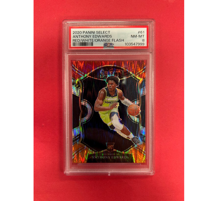2020 PANINI SELECT ANTHONY EDWARDS RED WHITE ORANGE FLASH ROOKIE PSA GRADED 8