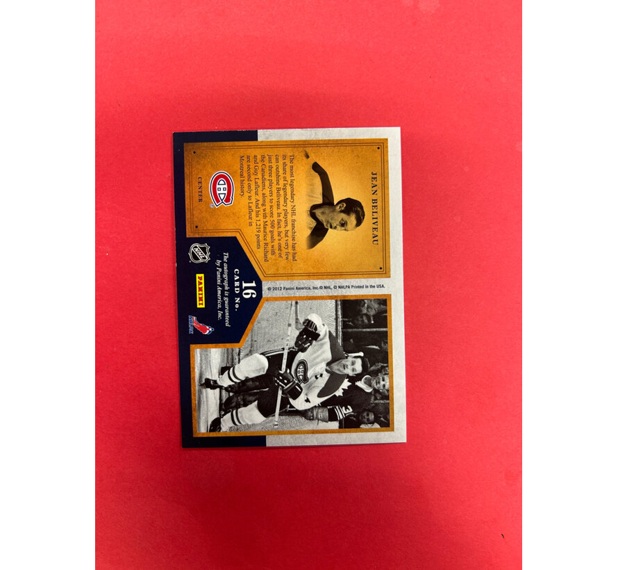 2011-12 PANINI TITANIUM JEAN BELIVEAU MARKS OF HONOR AUTO /25