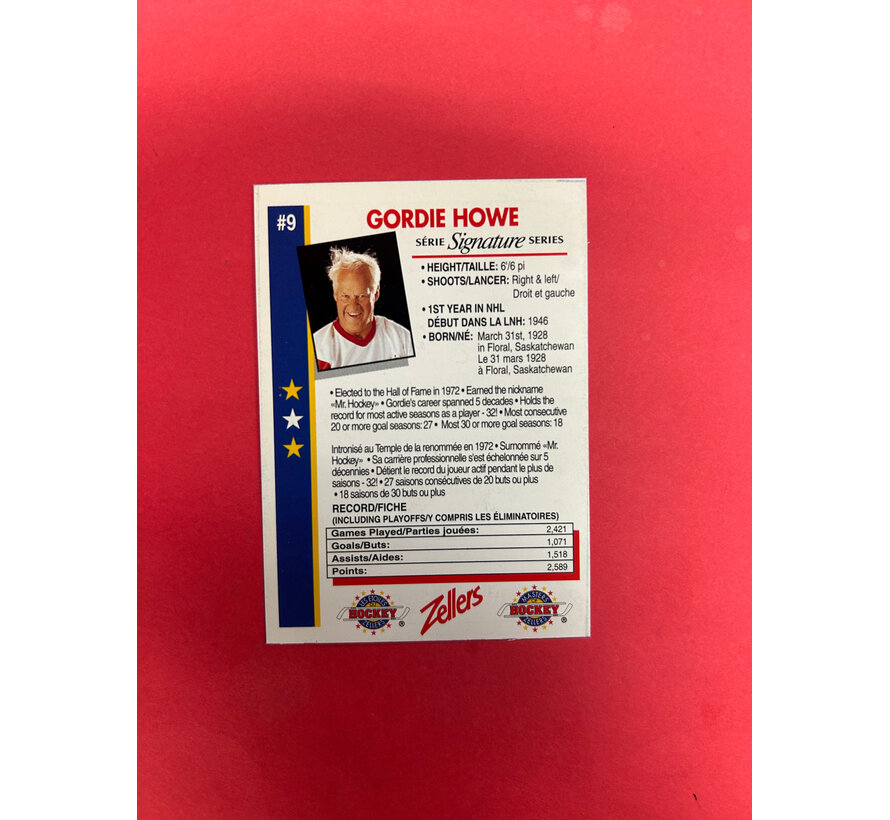 ZELLERS HOCKEY GORDIE HOWE AUTOGRAPH WITH COA /3500