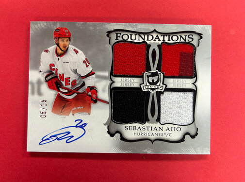 UPPER DECK 2023-24 UPPER DECK THE CUP SEBASTIAN AHO FOUNDATIONS JERSEY AUTO /15