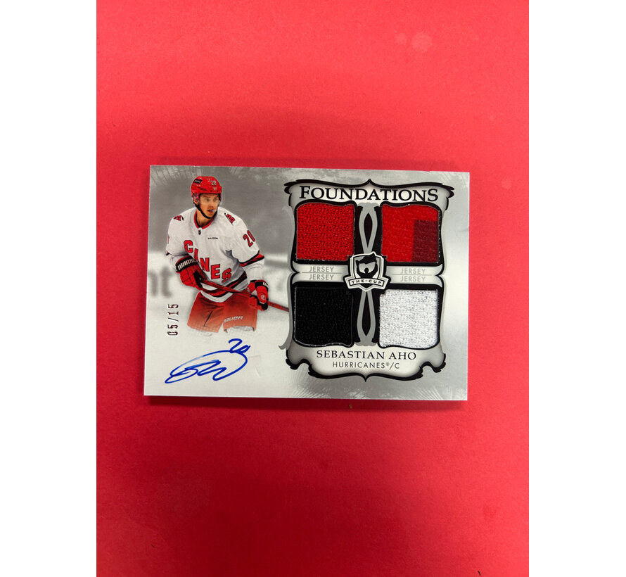 2023-24 UPPER DECK THE CUP SEBASTIAN AHO FOUNDATIONS JERSEY AUTO /15