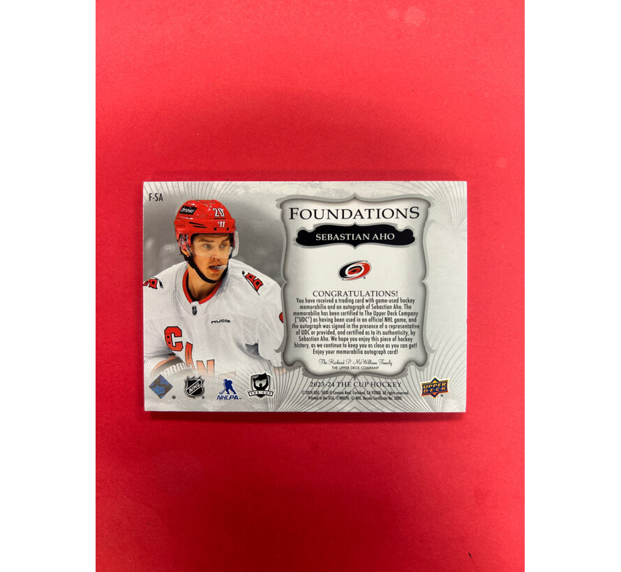 2023-24 UPPER DECK THE CUP SEBASTIAN AHO FOUNDATIONS JERSEY AUTO /15