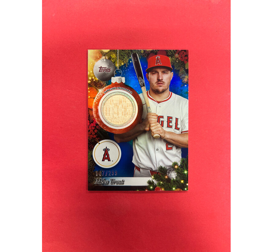 2025 TOPPS  HOLIDAY MIKE TROUT GAME USED BAT BLUE /299