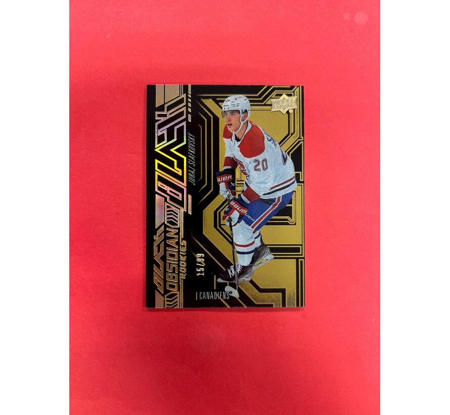 2022-23 UPPER DECK SPX JURAJ SLAFKOVSKY OBSIDIAN ROOKIE GOLD /99