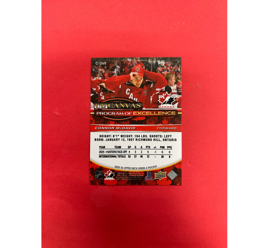 2025-26 UPPER DECK SERIES 2 CONNOR MCDAVID PROGRAM OF EXCELLENCE CANVAS