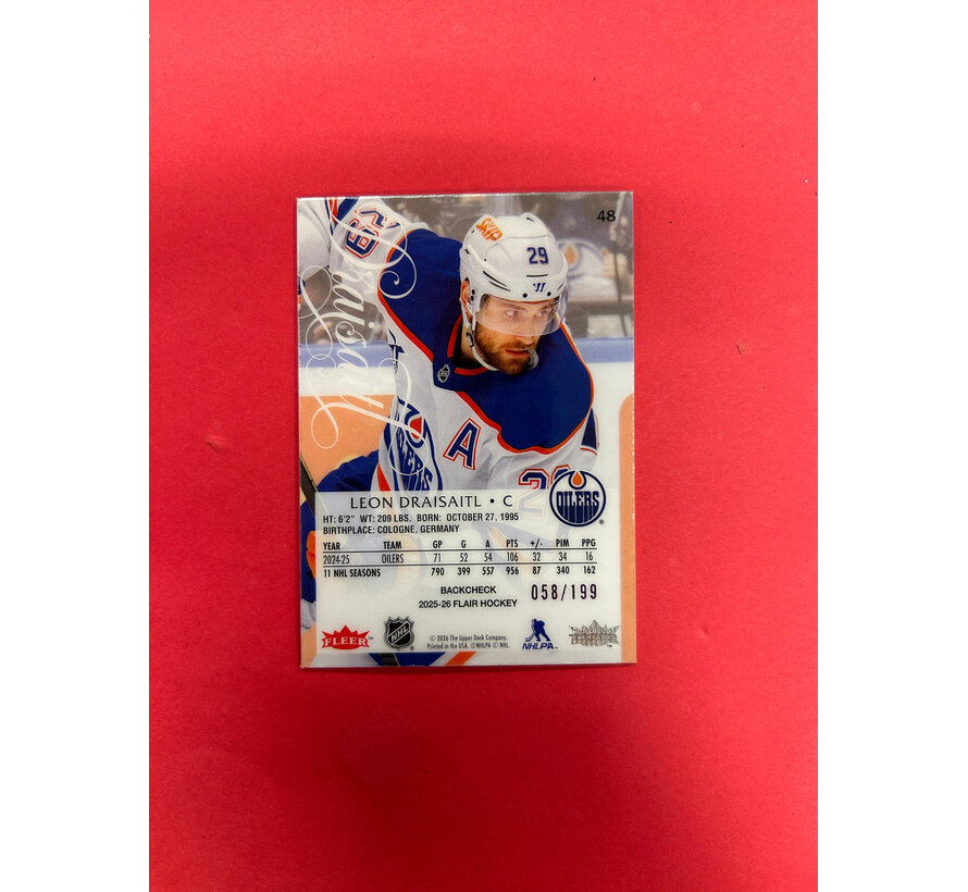 2025-26 UPPER DECK FLAIR LEON DRAISAITL BACKCHECK PURPLE /199