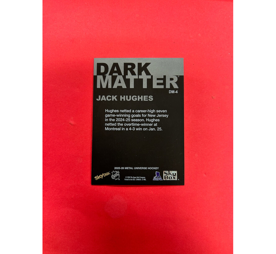 2025-26 SKYBOX METAL UNIVERSE JACK HUGHES DARK MATTER SP