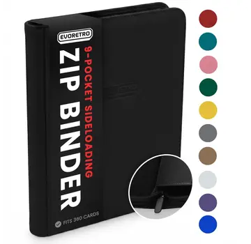 EVORETRO EVORETRO 9-POCKET ZIP-UP TRADING CARD ZIPPER BINDER FOR 360 CARDS BLACK