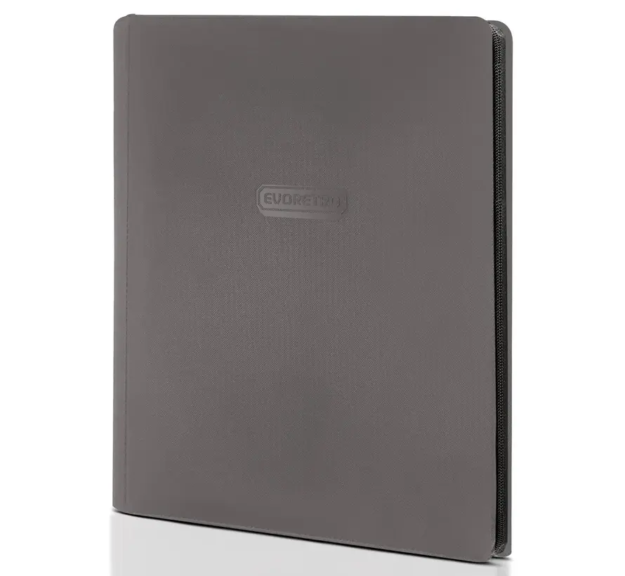 EVORETRO 9-POCKET ZIP-UP TRADING CARD ZIPPER BINDER FOR 360 CARDS GRAY