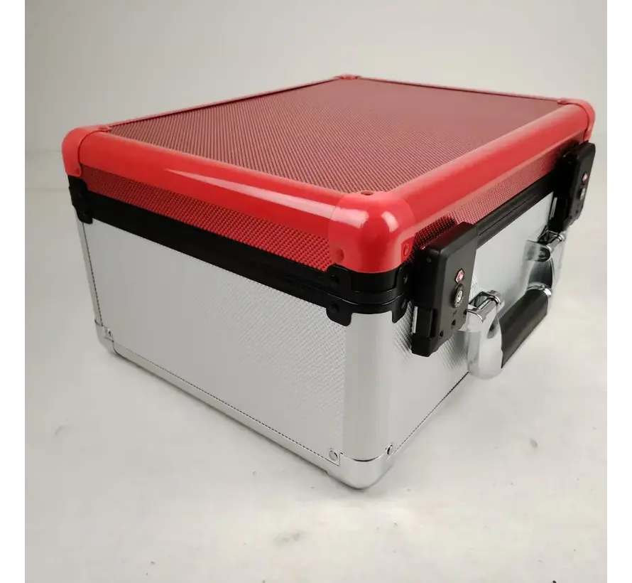 EVORETRO ALUMINUM GRADED CARD STORAGE BOX, TSA LOCK 3-ROW SILVER RED (POKEBALL)