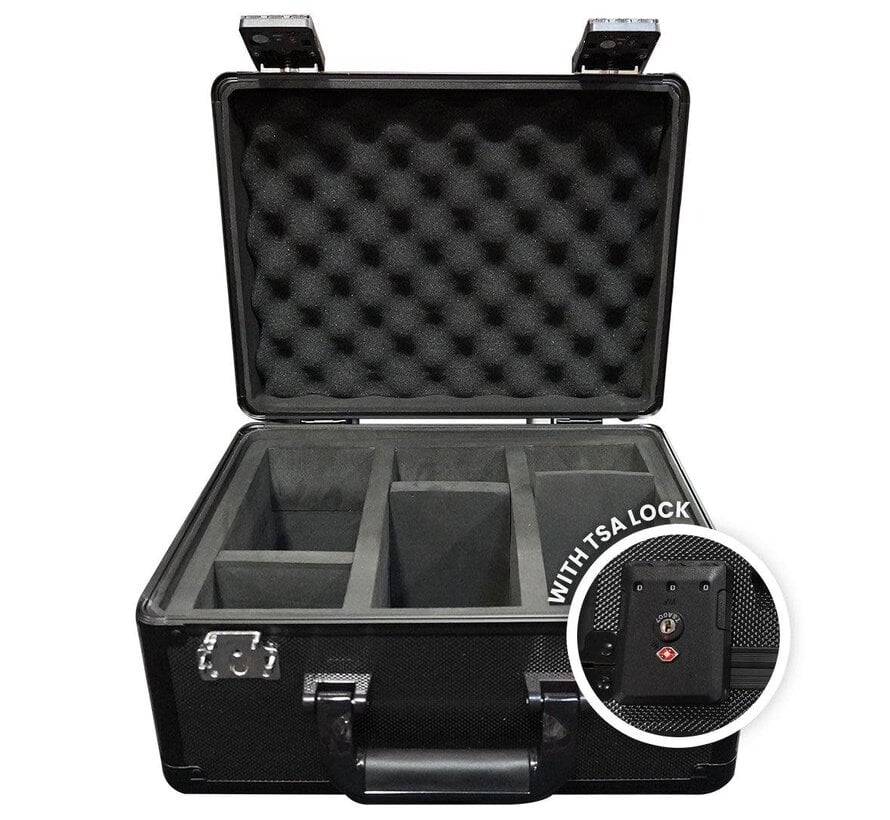 EVORETRO ALUMINUM GRADED CARD STORAGE BOX, TSA LOCK 3 ROW BLACK