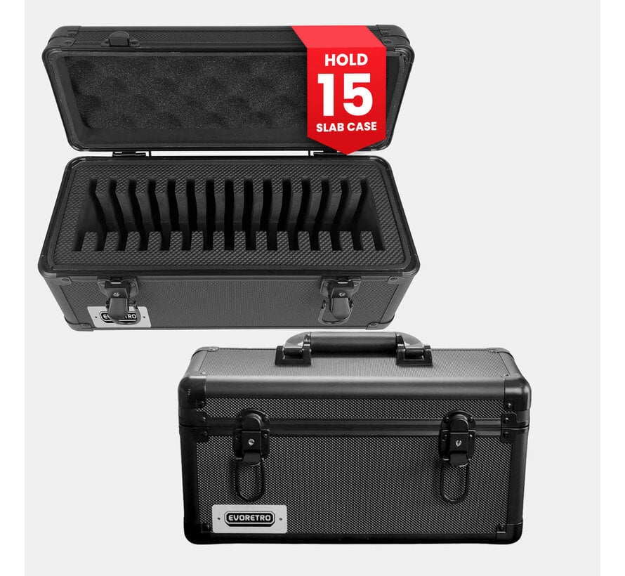 EVORETRO ALUMINUM GRADED CARD STORAGE CASE 15-SLOT BLACK