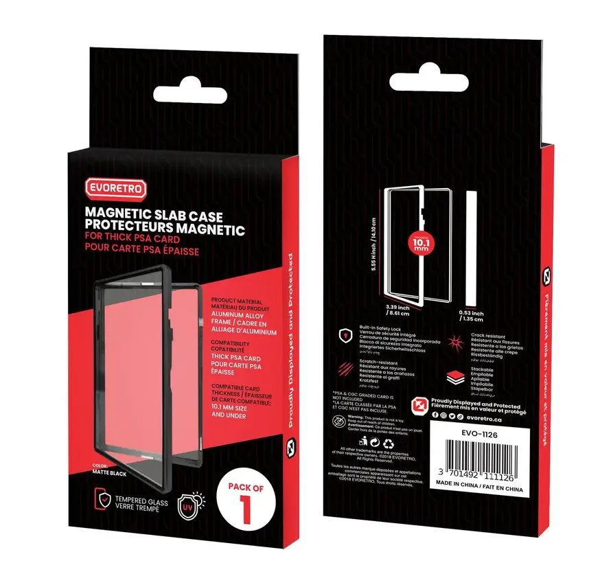 EVORETRO MAGNETIC CASE BUMPER FOR PSA SLAB GRADED PACK OF 1 THICK BLACK