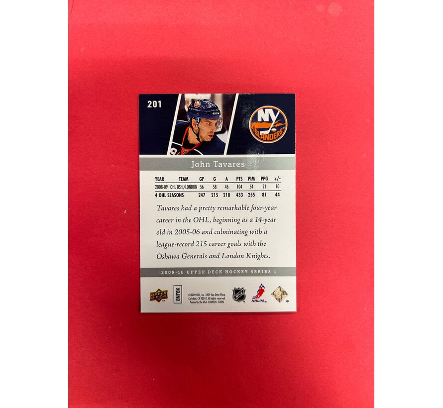 2009-10 UPPER DECK SERIES 1 JOHN TAVARES YOUNG GUNS