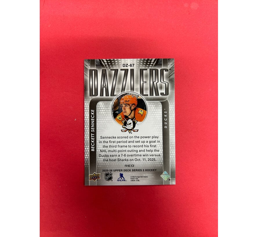 2025-26 UPPER DECK SERIES 2 BECKETT SENNECKE RED DAZZLER SP
