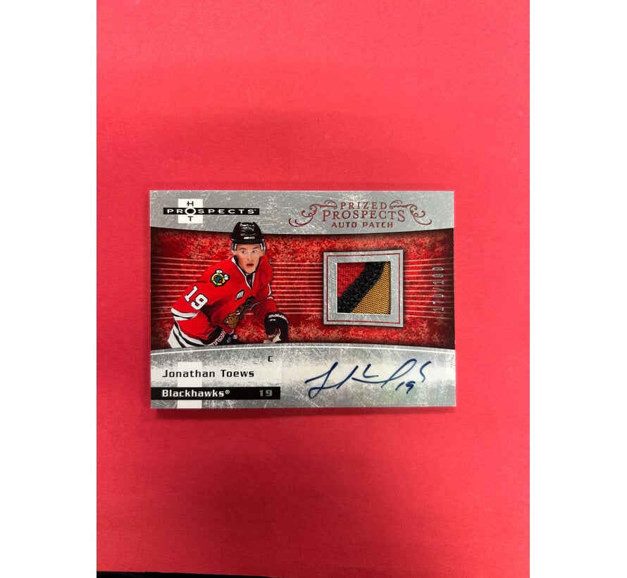 2007-08 FLEER HOT PROSPECTS JONATHAN TOEWS PRIZED PROSPECTS AUTO PATCH /199