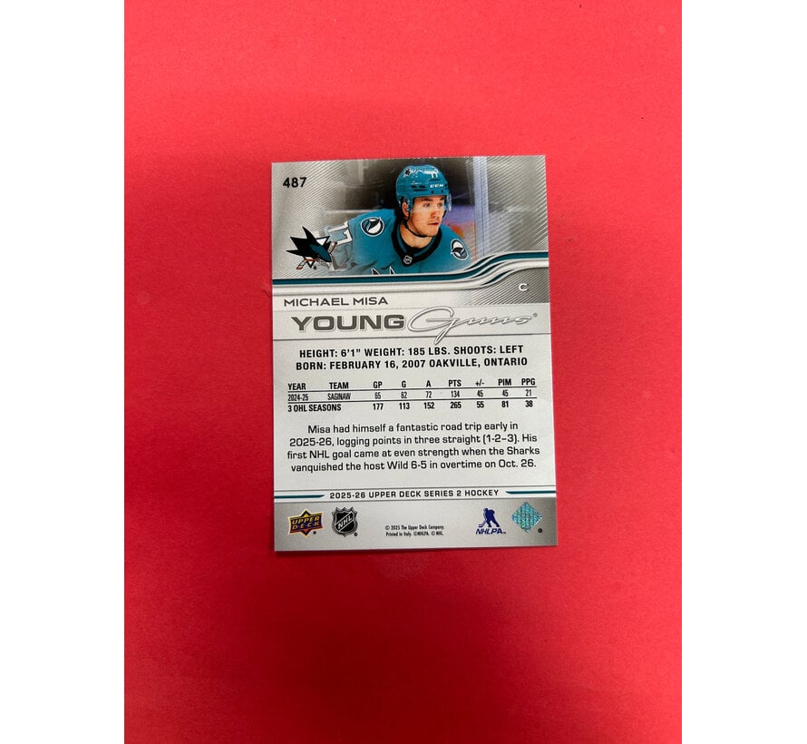 2025-26 UPPER DECK SERIES 2 MICHAEL MISA YOUNG GUNS