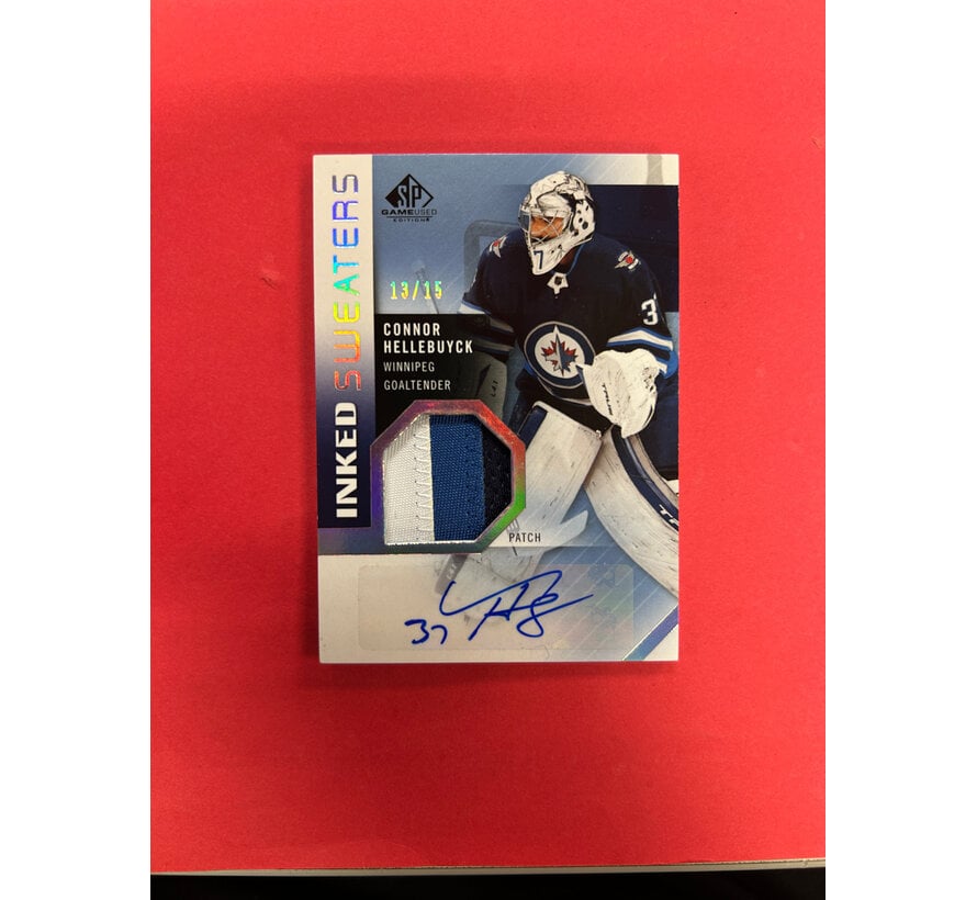 2021-22 SP GAME USED CONNOR HELLEBUYCK INKED SWEATERS PATCH AUTO /15