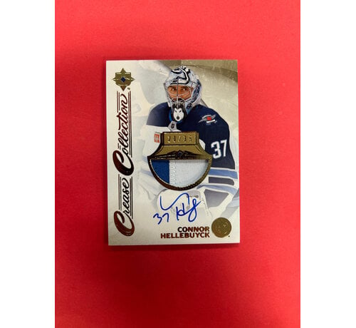 UPPER DECK 2023-24 UPPER DECK ULTIMATE COLLECTION CONNOR HELLEBUYCK CREASE COLLECTION PATCH AUTO /35