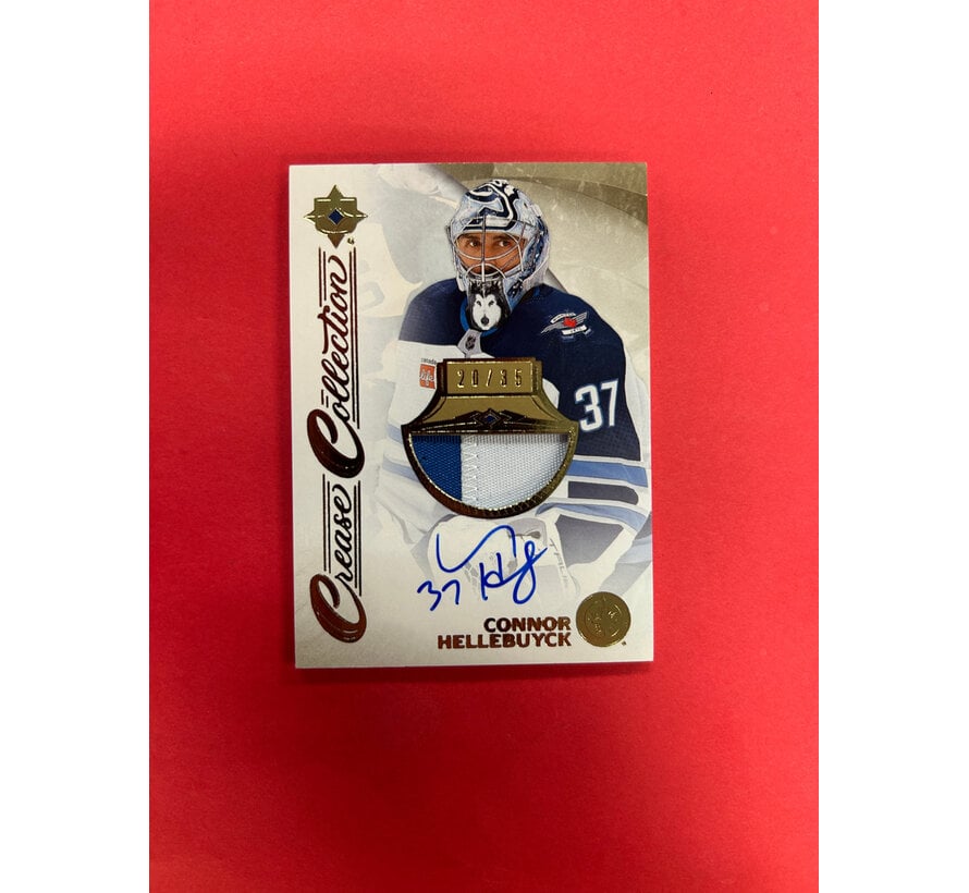 2023-24 UPPER DECK ULTIMATE COLLECTION CONNOR HELLEBUYCK CREASE COLLECTION PATCH AUTO /35
