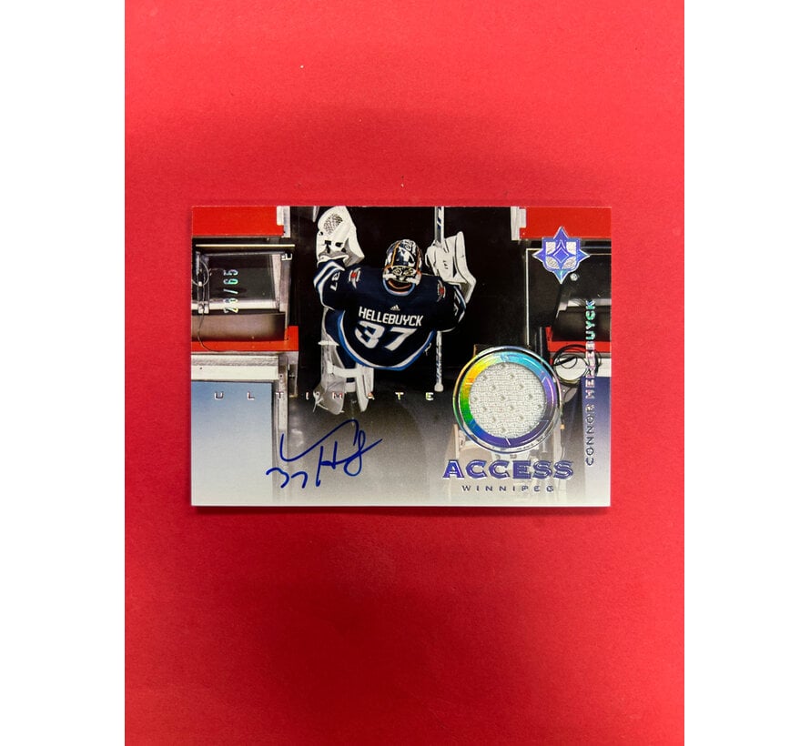 2020-21 UPPER DECK ULTIMATE CONNOR HELLEBUYCK ACCESS JERSEY AUTO /65