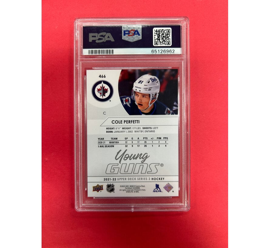 2021 UPPER DECK COLE PERFETTI YOUNG GUNS PSA GRADED 10