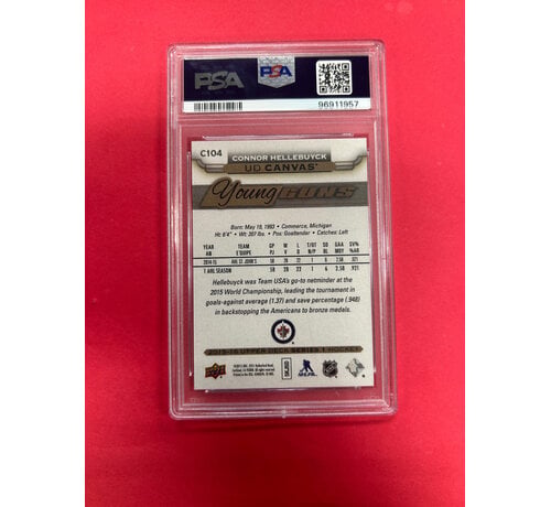 UPPER DECK 2015 UPPER DECK CONNOR HELLEBUYCK YOUNG GUNS CANVAS PSA GRADED 9