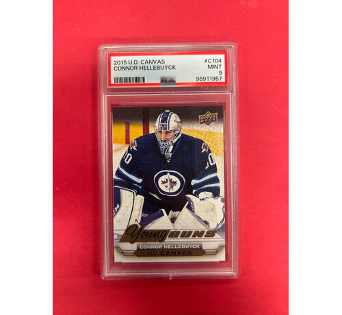 UPPER DECK 2015 UPPER DECK CONNOR HELLEBUYCK YOUNG GUNS CANVAS PSA GRADED 9