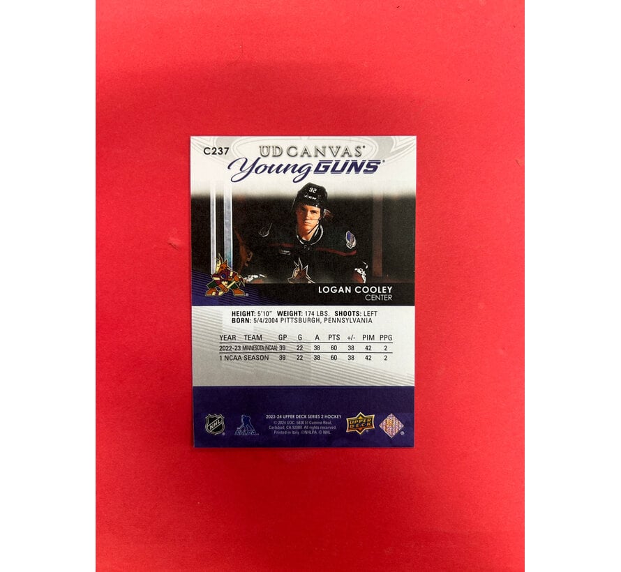 2023-24 UPPER DECK EXTENDED LOGAN COOLEY YOUNG GUNS CANVAS