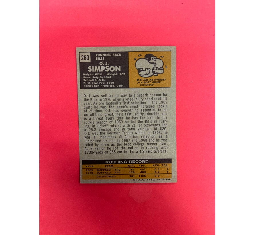 1971 TOPPS O.J SIMPSON #260