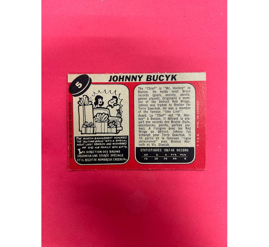 1968-69 O-PEE-CHEE JOHNNY BUCYK NM