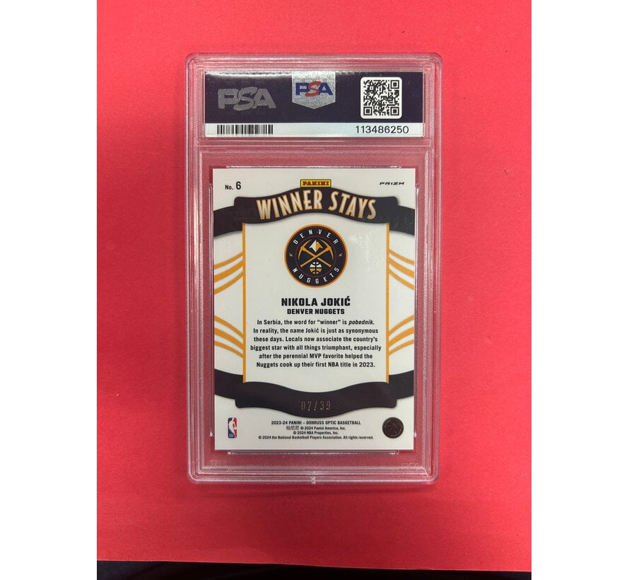 2023 DONRUSS OPTIC NIKOLA JOKIC WINNER STAYS ORANGE /35 PSA GRADED 9