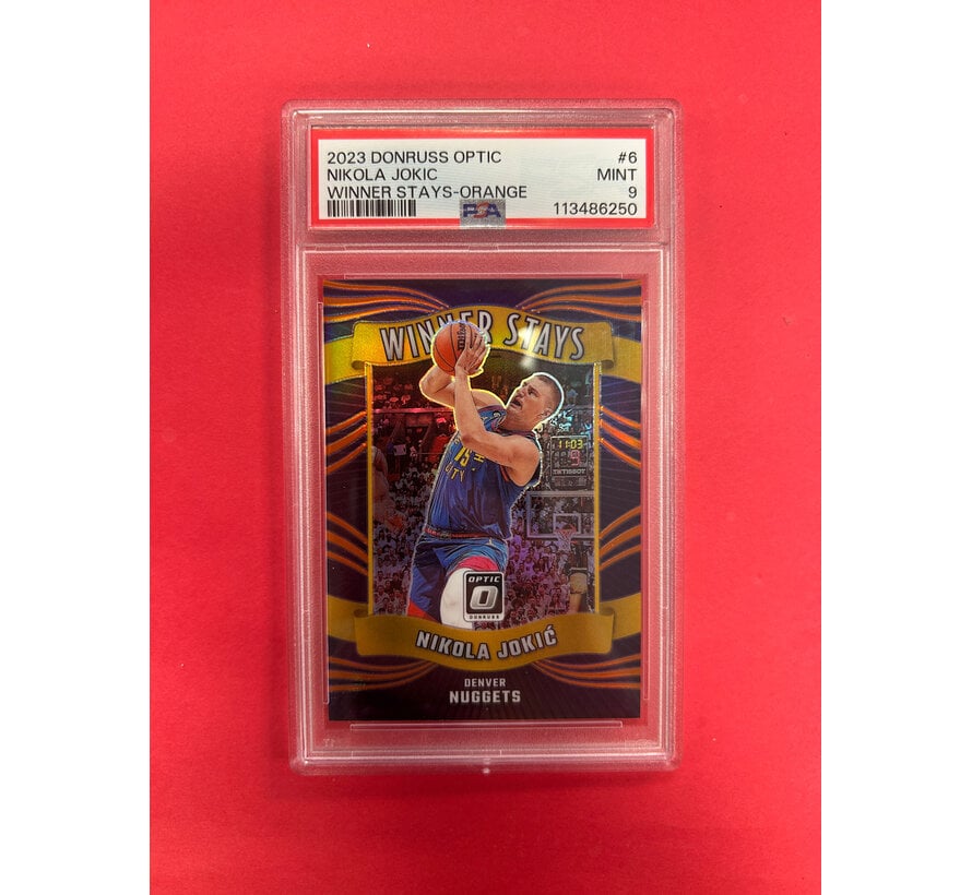 2023 DONRUSS OPTIC NIKOLA JOKIC WINNER STAYS ORANGE /35 PSA GRADED 9