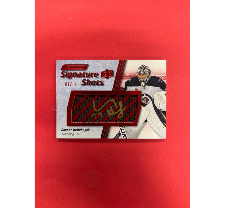 2023-24 UPPER DECK ENGRAINED CONNOR HELLEBUYCK SIGNATURE SHOTS AUTO /10