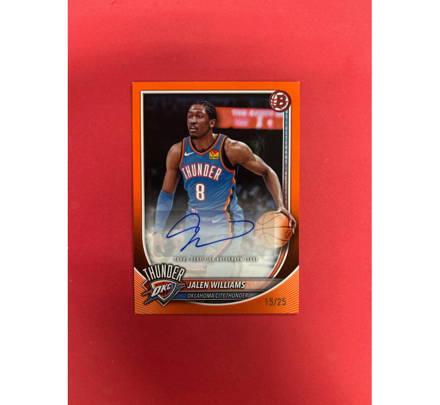 2025 BOWMAN BASKETBALL JALEN WILLIAMS ORANGE AUTO /25