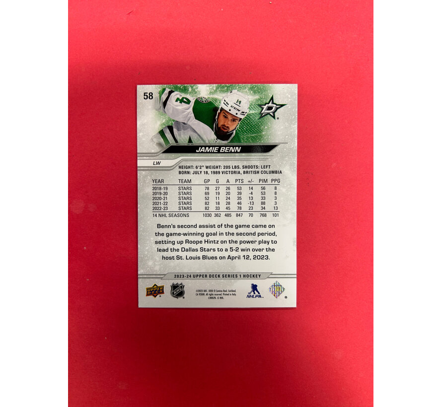 2023-24 UPPER DECK SERIES 1 JAMIE BENN GOLD OUTBURST 1/1