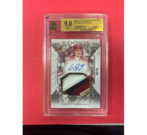 UPPER DECK 2016-17 UPPER DECK EXQUISITE CHRISTIAN DVORAK ROOKIE AUTO PATCH /18 MNT GRADED 9