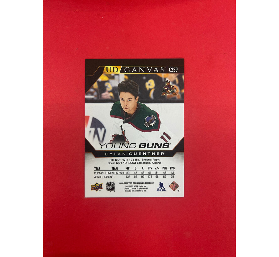 2022-23 UPPER DECK SERIES 2 DYLAN GUENTHER CANVAS YOUNG GUNS  BLACK