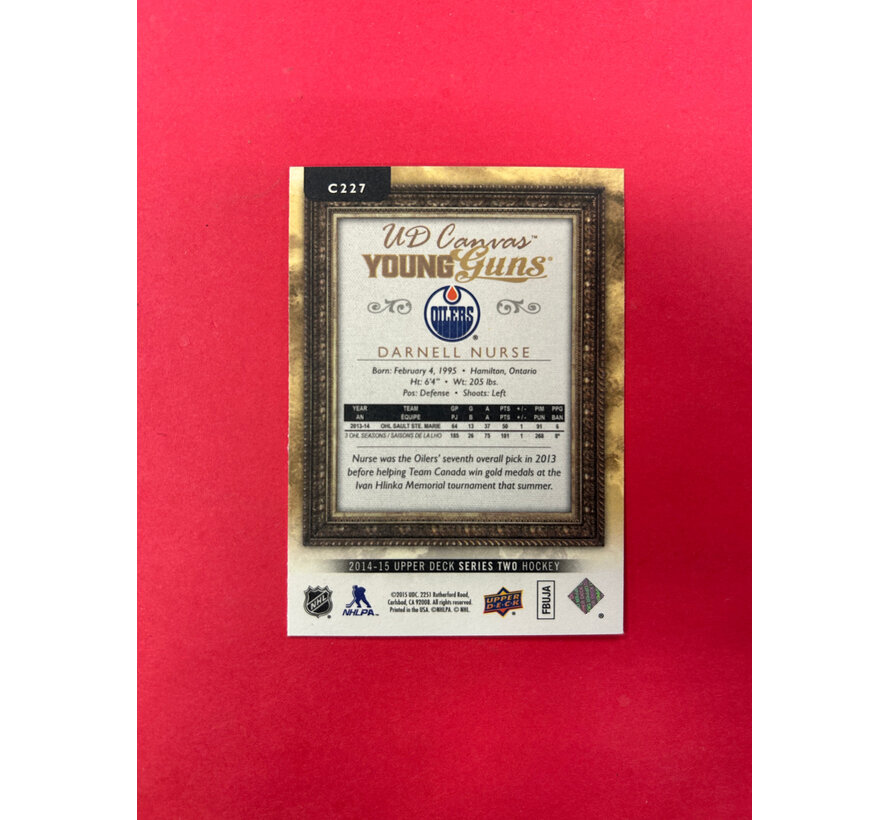 2014-15 UPPER DECK SERIES 2 DARNELL NURSE CANVAS YOUNG GUNS