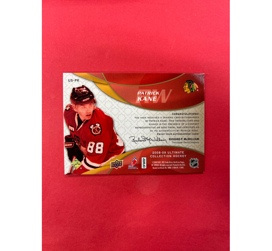 2008-09 UPPER DECK ULTIMATE PATRICK KANE ULTIMATE SIGNATURES