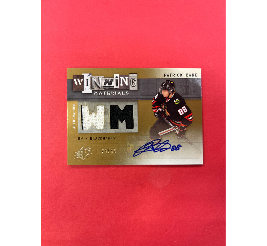 2009-10 UPPER DECK SPX PATRICK KANE WINNING MATERIALS JERSEY AUTO /50