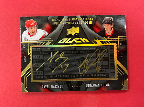 UPPER DECK 2009-10 UPPER DECK BLACK DATSYUK/TOEWS DUAL TICKET AUTOGRAPHS /25