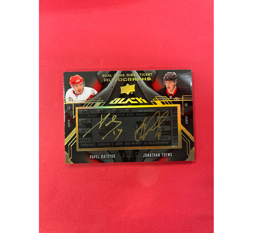 2009-10 UPPER DECK BLACK DATSYUK/TOEWS DUAL TICKET AUTOGRAPHS /25