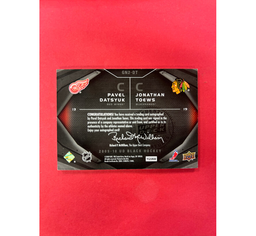 2009-10 UPPER DECK BLACK DATSYUK/TOEWS DUAL TICKET AUTOGRAPHS /25